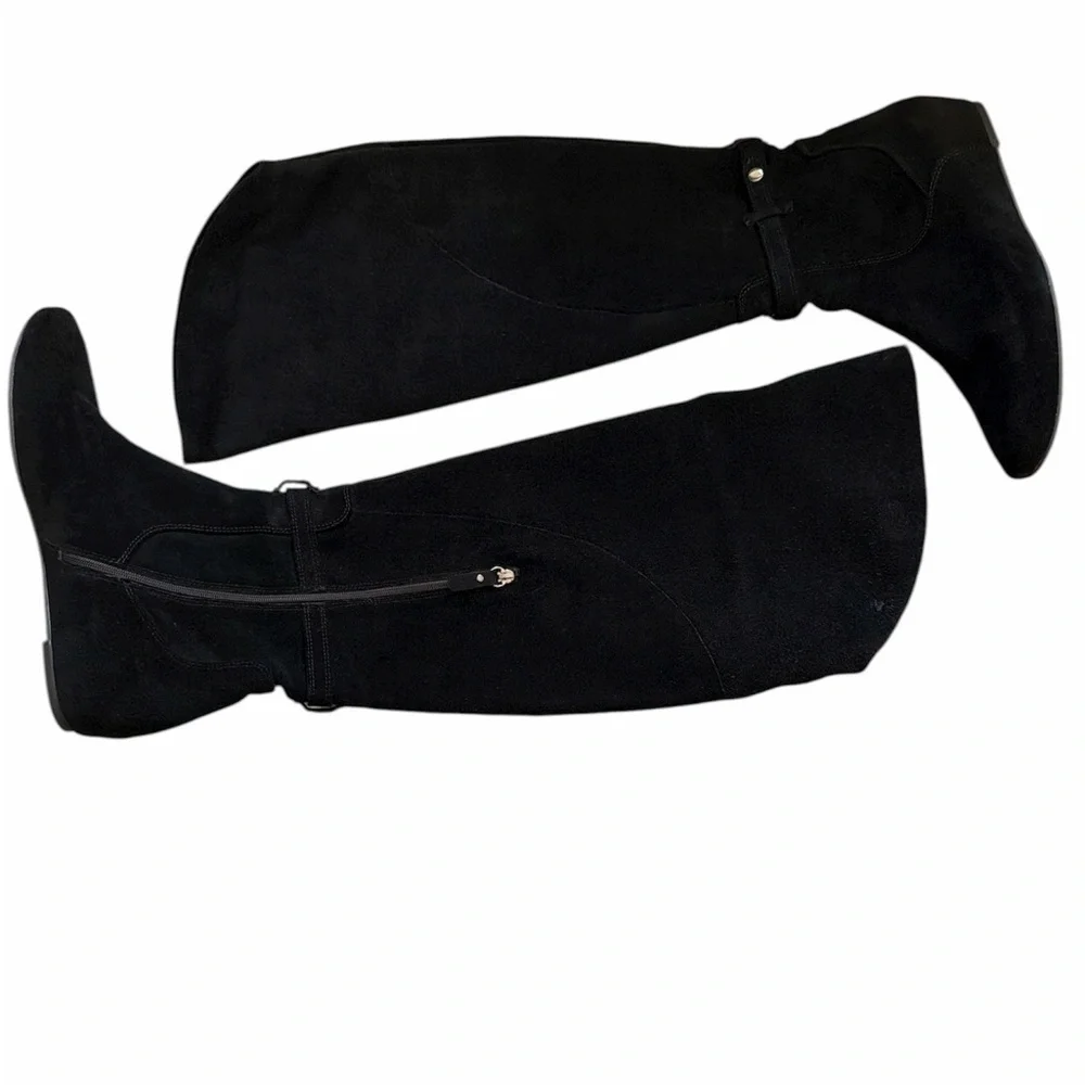 Via Spiga Suede Over the Knee Boots Decorative Strap Possible Fold Over 8.5 Flaw